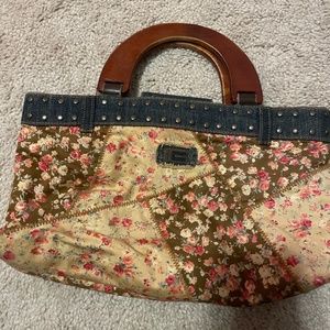 floral wooden guess mini purse